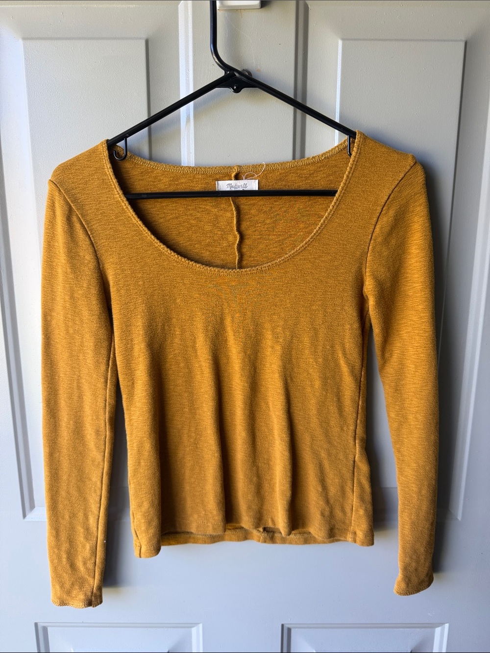 Women's Madewell Scoop Neck Long Sleeve Top - Mustard
